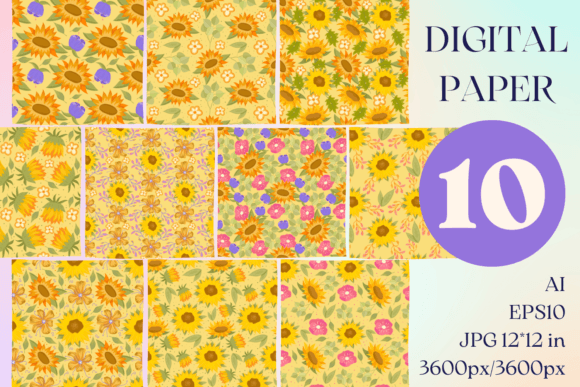 Download Sunflower Digital Paper 12x12 - Paper 12x12 Collection