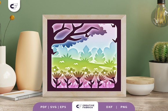 Download Blooming Spring Garden Light Box SVG - Premium Resources