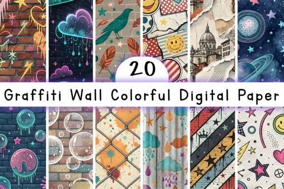 Download Graffiti Wall Colorful Digital Paper - Colorful digital paper Collection