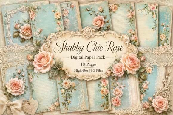 Download Vintage Floral Shabby Chic Rose Paper - Shabby Collection