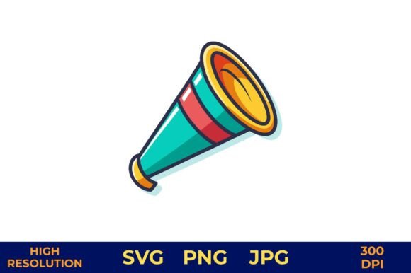 Download Party Horn Vector in Bold Rainbow Colors - Vector Collection