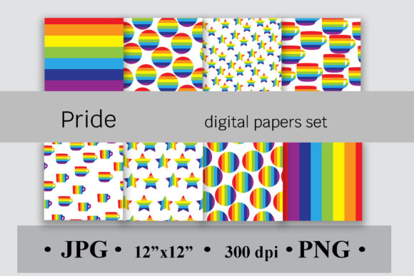 Download Pride Digital Paper Set, Rainbow Pattern - Pride digital paper Collection