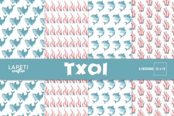 Download Shark Ocean Digital Paper 12x12 - Paper 12x12 Collection