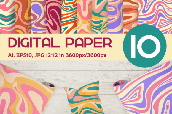 Download Retro Abstract Digital Paper 12x12 - Paper 12x12 Collection