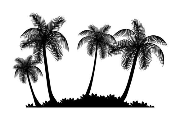 Download Silhouette of Coconut Trees Vector - Vector Collection