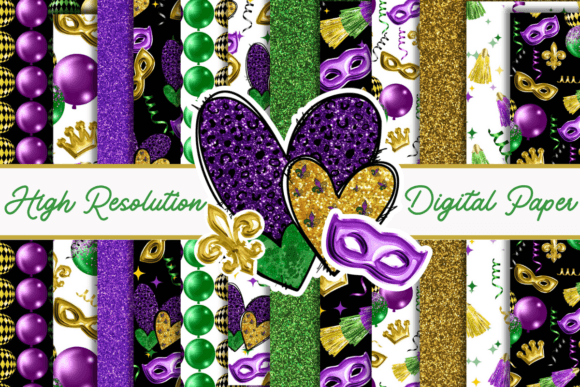 Download Glitter Mardi Gras Digital Paper 12x12 - Paper 12x12 Collection