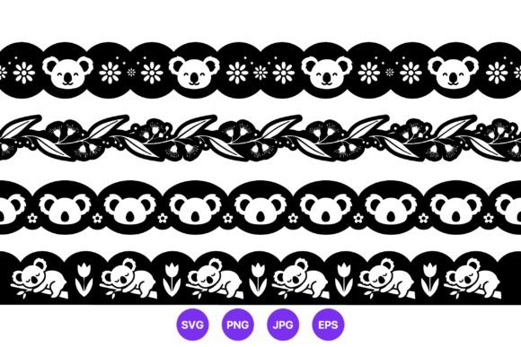 Download Koala and Floral Seamless Vector Borders - Vector Collection