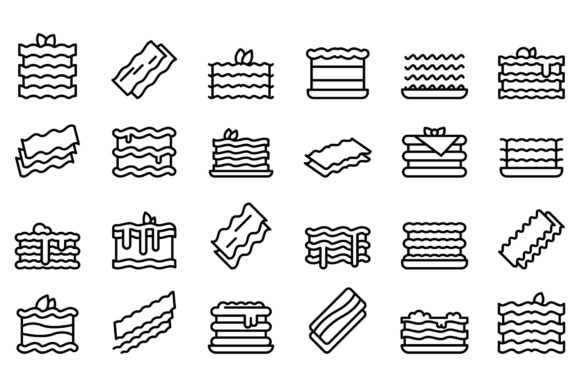Download Lasagna Icons Set Outline Vector. - Vector Collection